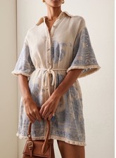 Zimmermann Ottie Palm mini Shirt dress Size 0 Size 8 UK Cotton With Belt Resort