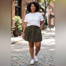 AE Boho Corduroy Skirt   Earthy Olive Green   Plus Size 18