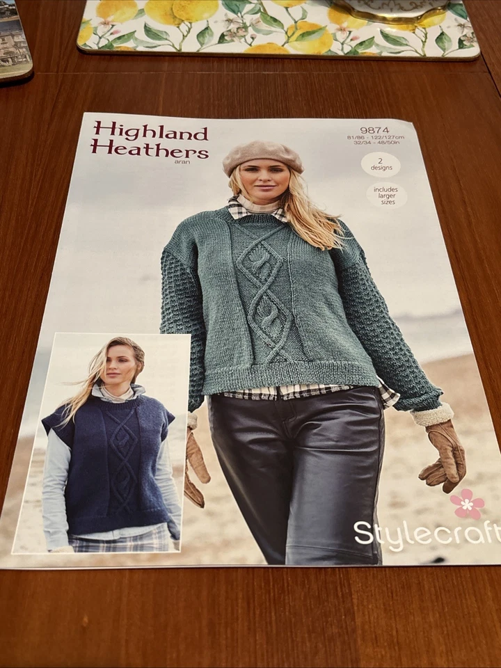 Highland Heathers Stylecraft 9874. Sweater & Slip over In Aran. 81/86-122/127cm - Image 3 of 3