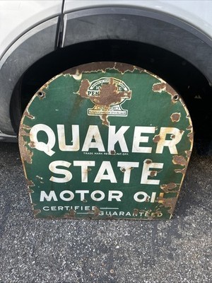Vintage Quaker State Motor Oil Sign Advertising Sign Gas Oil Sign Porcelain Sign
