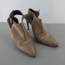 Donald J. Pliner Dark Gold Leather Pointed Kitten Heel Shoes Ankle Pumps Sz 6M