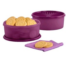 Tupperware Servalier Cookie Canister Purple 7.5 Cups 1.4L SET 4 pc Stacking NEW