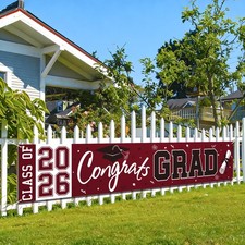 2026 Graduation Yard Sign, Large Congrats Grad Yard Banner Class of 2026 Bann...