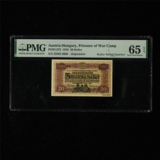 1916Austria-Hungary Prisoner of War Camp 20Heller PMG65EPQUNCRadar Serial Number