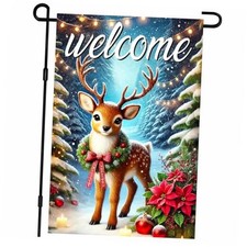 Welcome Merry Christmas Garden Flag Flag Winter Garden Flags 12x18 Inch Deer