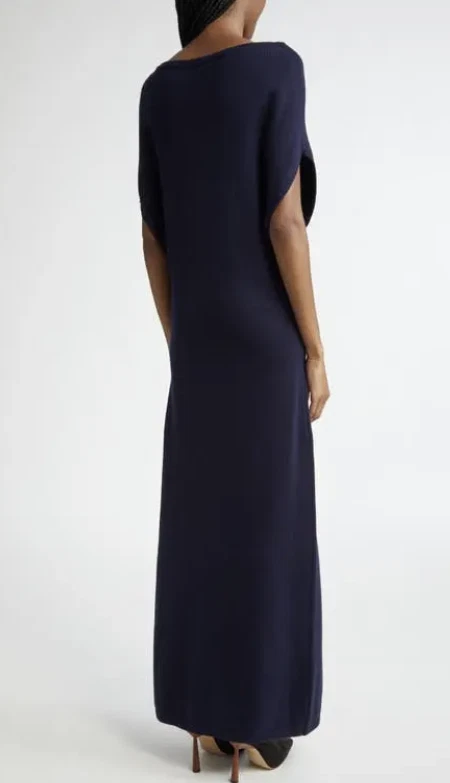 RAMY BROOK NWT $385 Navy Blue Chet Wool Asymmetric Maxi Sweater Dress M - Image 3 of 4