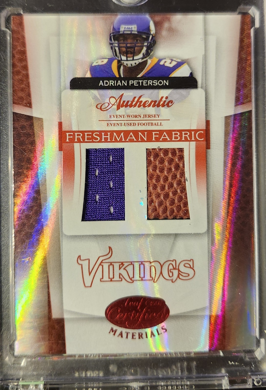 Adrian Peterson Leaf Certified Materials #219 Mirror Red Materials