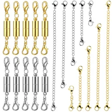 10 Pcs Jewelry Necklace Extenders Chains with Magnetic Lobster Clasps