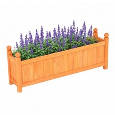 NEW! Large Garden Wooden Rectangular Flower Planter Ornamental Plant Pot