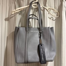 MARC JACOBS Leather Tote Bag Gray Mint Bicolor Long & Short Handles Unisex