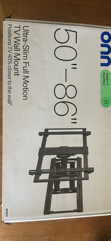 onn. Full Motion TV Wall Mount 50-86 in, 120 lb, Tilt/Swivel, Black