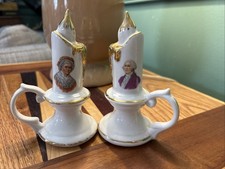 Mt Vernon George Martha Washington Salt Pepper Shaker Set Candlestick Vintage