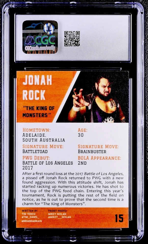 Bronson Reed /Jonah Rock 2018 PWG BOLA #15 Rookie RC Walter / Gunther CGC 9 - Image 2 of 4