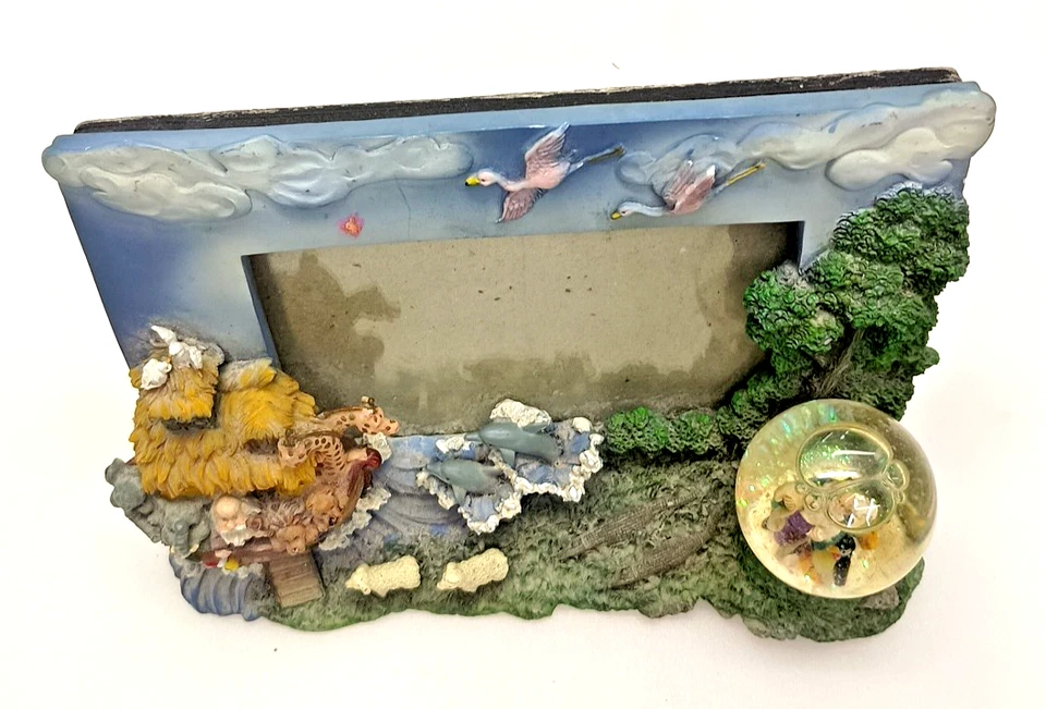 Noah’s Ark Beach Photo Frame w/ Animals Resin 5x7 Multicolor Nautical Decor - Image 4 of 4