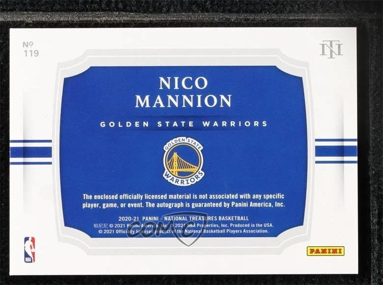 2020-21 National Treasures Horizontal /75 Nico Mannion RPA Rookie Patch Auto RC - Image 2 of 2
