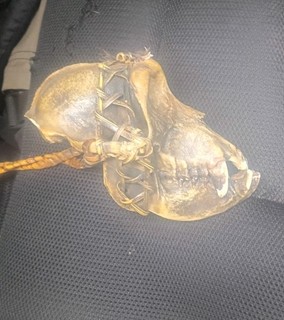 vintage replica shrunken monkey head pendant styled after traditional South...