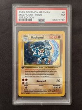 MACHOMEI POKEMON #8 1999 BASE SET 1ST EDITION HOLO DEUTSCH PSA 7