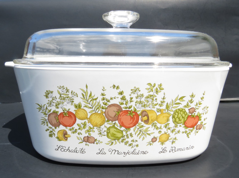 Vintage Corning Ware A-5-B Spice of Life 5 Liter Casserole Dish with Pyrex Lid