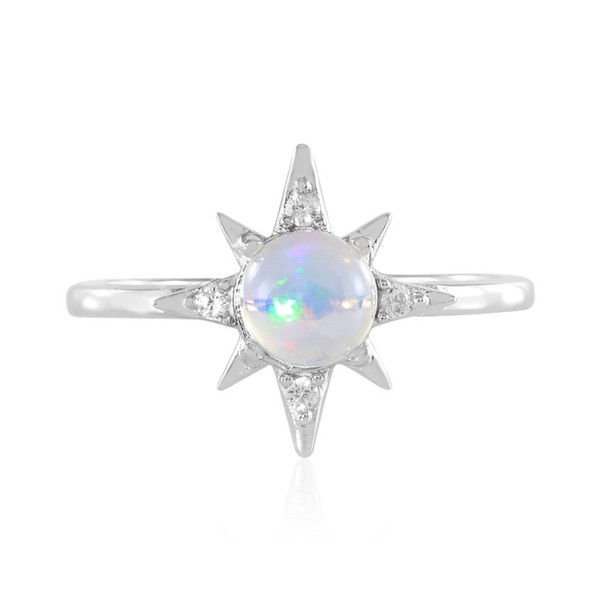 Cavill Silberring Damen Stern Opal 0,71Ct Zirkon 0,13Ct 925 Sterlingsilber--image