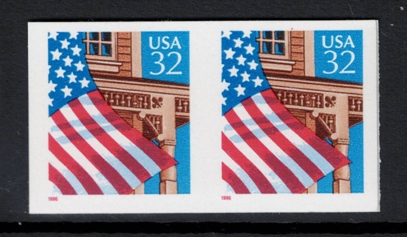SCOTT#2915h, 32c FLAG OVER THE PORCH IMPERF PAIR. VF & NH.