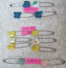 Vintage Baby Diaper Pins Large Safety Pins 1970s -12 pc lot