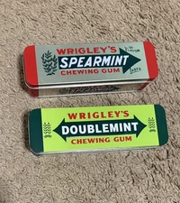 Lot 2 Empty Wrigley's Chewing Gum Collectors Tin Advertising Doublemint