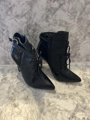 Altuzarra Black Leather Ankle Booties Heels Size 7
