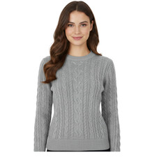Ladies Cable Knit Jumper � Women�s Chunky Knitted Crew Neck Pullover Sweater