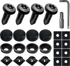 4Sets Black Anti-Theft License Plate Screws Kits, Rustproof Stainless Steel Car