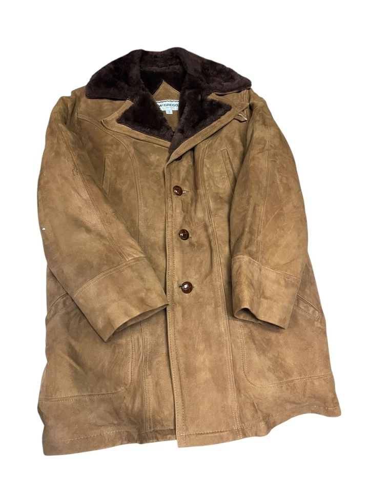 Mcgregor Mc Gregor Mens Jacket 44 Brown Corduroy Fur Lined 70s Button Vintage - Image 2 of 4