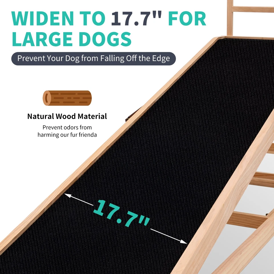 Rampa plegable de madera para perros para cama alta rampa ajustable de 5 niveles escalera antideslizante para mascotas Foto 3 de 4