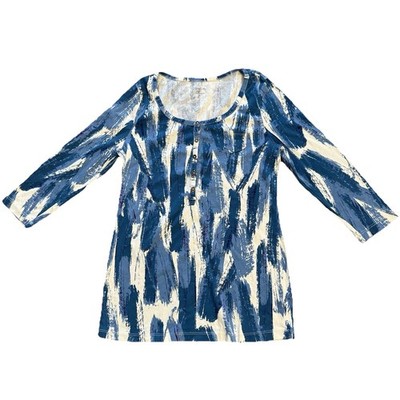 Relativity Women s M Henley Shirt Long Sleeve Artsy Coastal Chic Boho Pullover