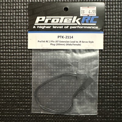 ProTek PTK-2114 - 2 Pin JST Extension Lead to JR Servo Style Plug (200mm) NEW