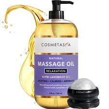 Lavender Massage Oil with Massage Roller Ball 8.8 oz by Cosmetasa EXP 8/24