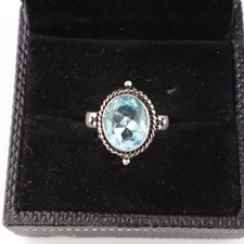 Blue Topaz Gemstone 925 Sterling Silver Ring Handmade Jewelry Ring Gift For