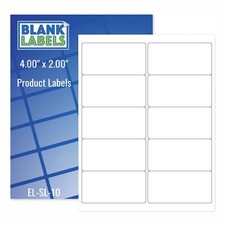 500 Laser /Ink Jet Labels Blank Address 50 sheets 4"x 2" Fits Word Size