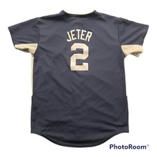 Vintage Majestic New York Yankees Derek Jeter Blue Baseball Jersey Youth L