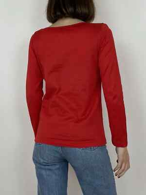 Vintage 1990s 90s YSL Yves Saint Laurent Red Tricot Cotton Long