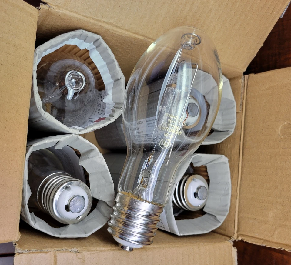 5 Pack GE 12471 R-Mercury HR100A38 Lamps HID 100W E39 Mogul Base H38 Ballast - Image 4 of 4