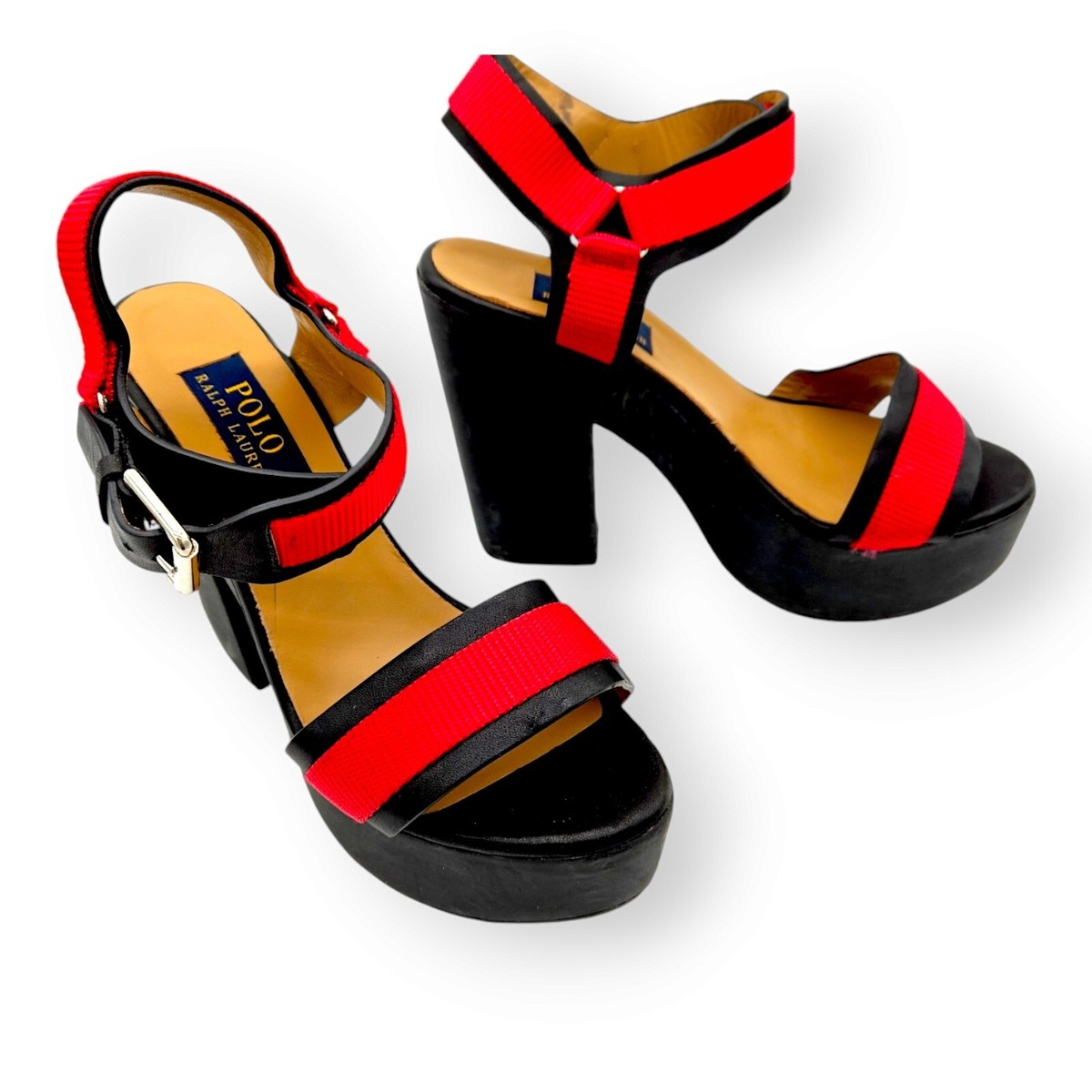 POLO RALPH LAUREN - 2015 TOVA Black Calf Leather/Red Webbing