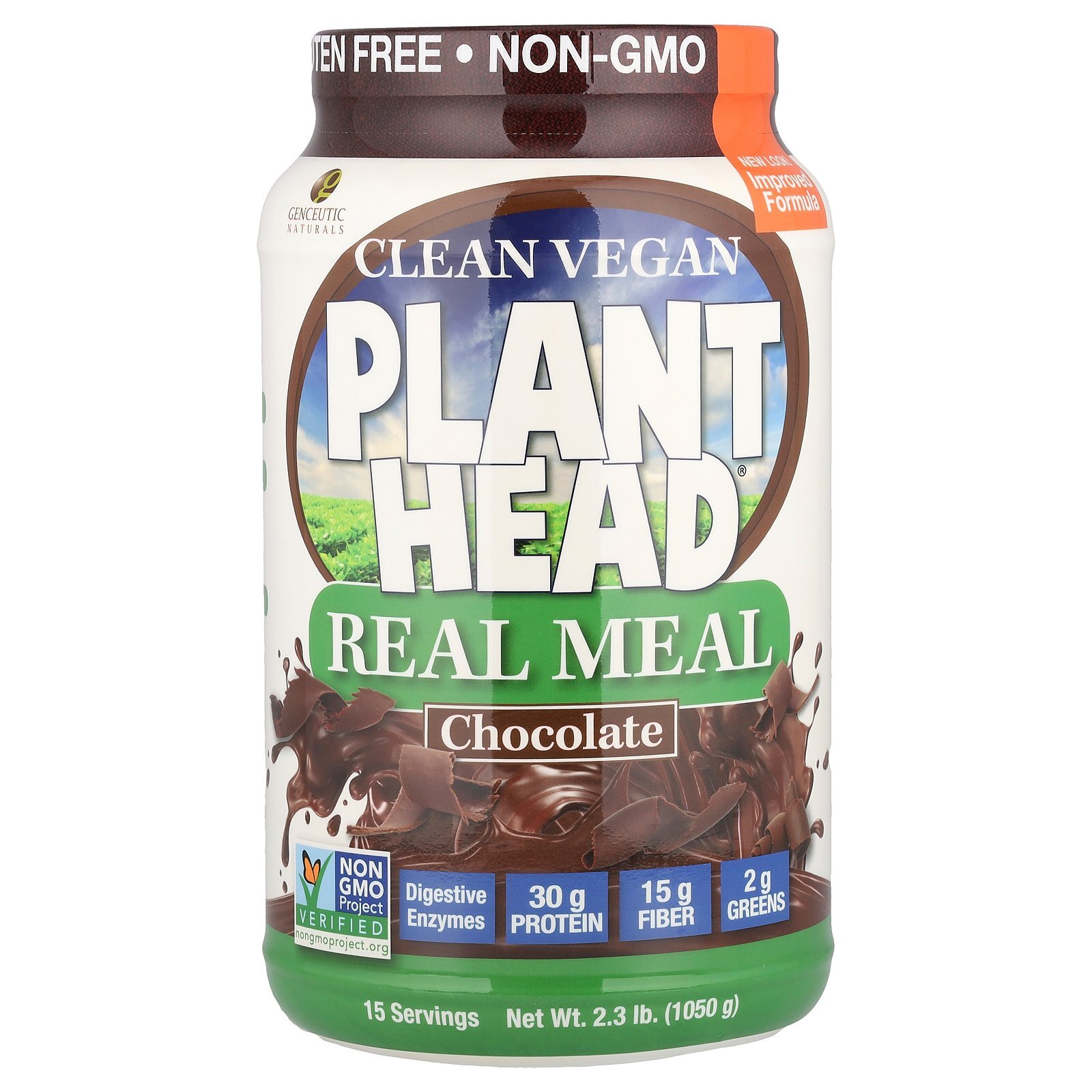 Genceutic Naturals Plant Head Real Meal Chocolate 2 3 фунта 1050 г без молока 7190₽
