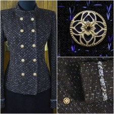 ST JOHN COLLECTION BROWN/Dark purple with MULTICOLOR TEXTURED jacket SZ 10