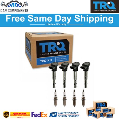 TRQ Ignition Coil & Iridium Spark Plug Kit Set for Audi Volkswagen