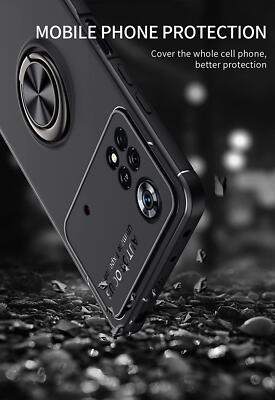 Cover Per Xiaomi Poco M4 Pro 4G: Custodia Scorrevole Con Protezione Fotocamera E Anello 360° - Antiturto Nero - 5