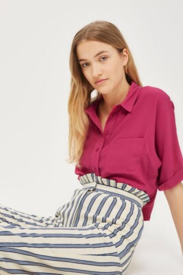 Topshop Petite Peg Leg Blue White Stripe Trousers Pants US UK XS