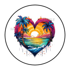 Beach Heart stickers labels tags envelope seals party favors