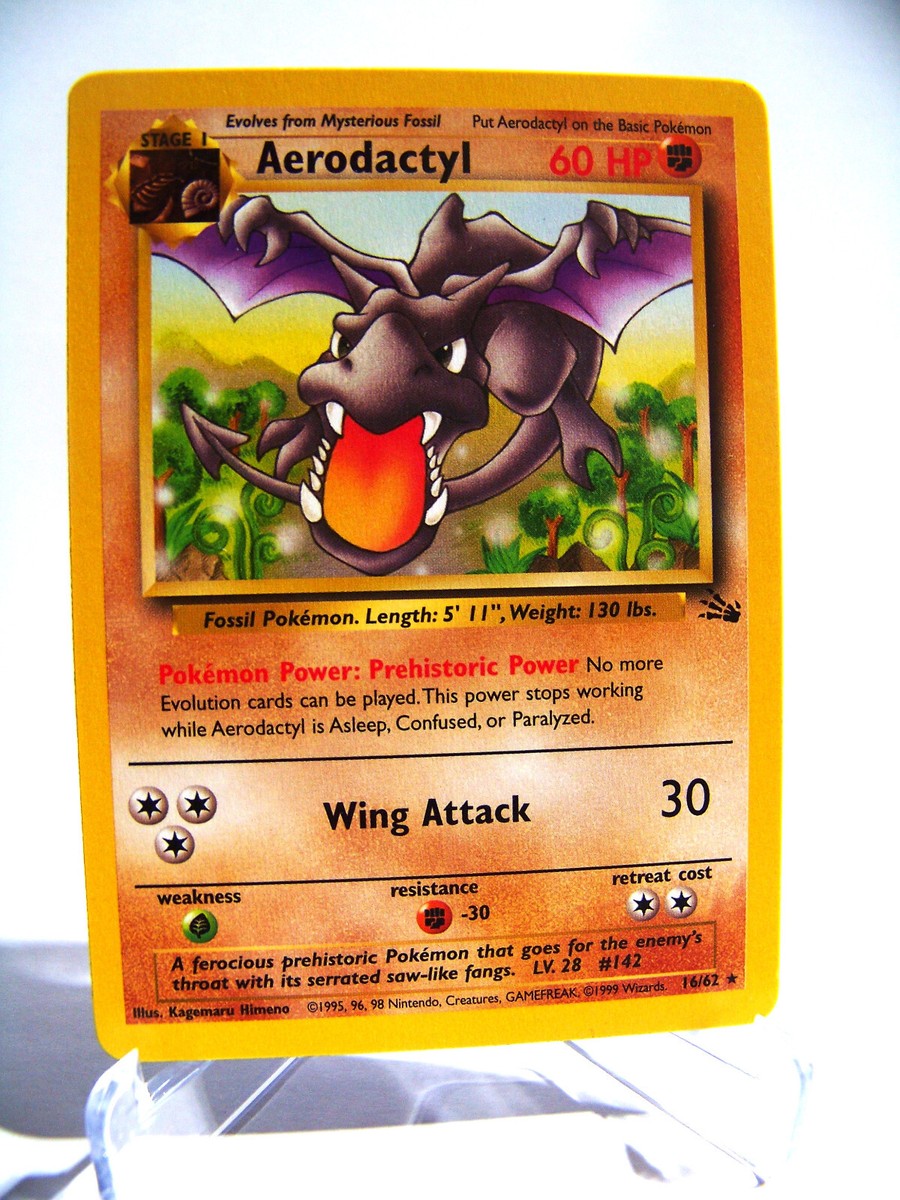 Aerodactyl Fossil Non Holo Rare - Vintage Pokemon Card 16/62 EX+/