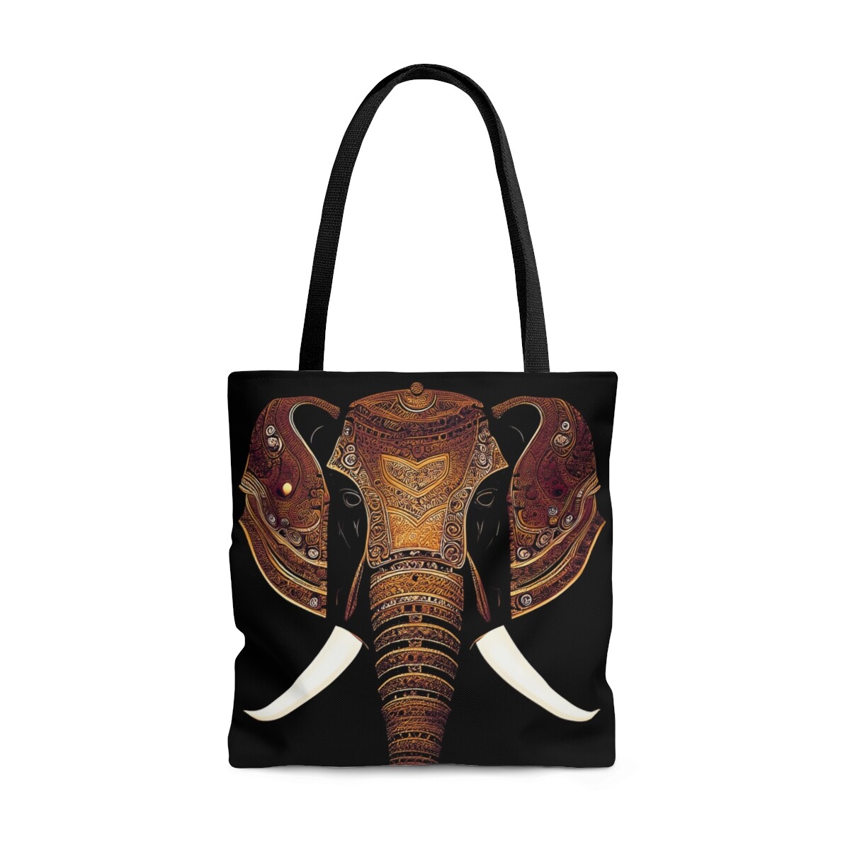 Elephant Themed Tote, Elephant Head With Parade Colors Printed on