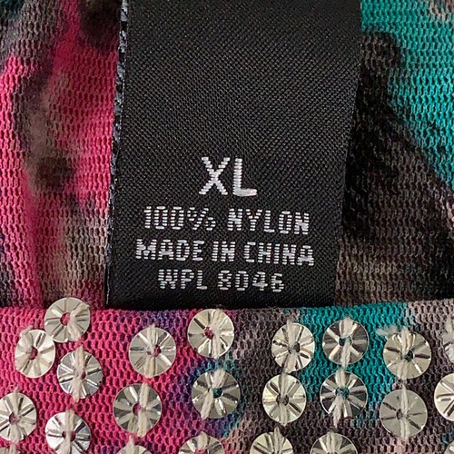 INC Women's XL Pink Teal Floral Print Batwing Sleeve Square Neck Pullover Blouse - Picture 4 of 8