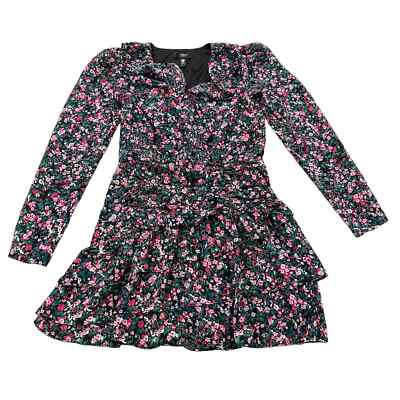 AQUA Girls' Asymmetrical Ruffle Floral Dress Green/Pink Floral Size L | eBay